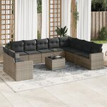 vidaXL Salon de jardin 11 Pièces avec coussins gris résine tressée