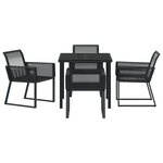 vidaXL Ensemble de Salle à Manger de Jardin 5 Pièces Noir Rattan Poly