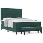 vidaXL Lit avec matelas et banc Vert foncé 160x200 cm Velours