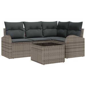 vidaXL Ensemble de Canapé de Jardin de 4 Pièces avec Coussins Noir en Rotin Synthétique