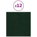 vidaXL Panneaux muraux 12 Pièces Vert foncé 30x30 cm Velours 1 08 m²