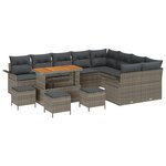 Ensemble de canapé de jardin vidaXL 13 pièces avec coussins en rotin poly gris et acacia