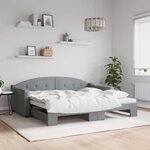 vidaXL Lit de jour avec lit gigogne gris clair 90x190 cm tissu