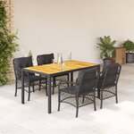 vidaXL Ensemble à manger de jardin coussins 5Pièces Noir Résine tressée