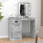 vidaXL Coiffeuse avec LED gris béton 90x50x132 5 cm bois d'ingénierie