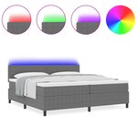 vidaXL Lit à sommier box avec matelas & lumière LED gris 200x200 cm tissu en velours côtelé