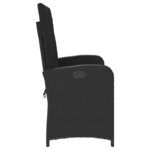 vidaXL Banc inclinable de jardin avec coussins noir résine tressée