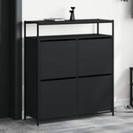 vidaXL Armoire à chaussures 4 tiroirs rabattables noir 100x34x112 cm