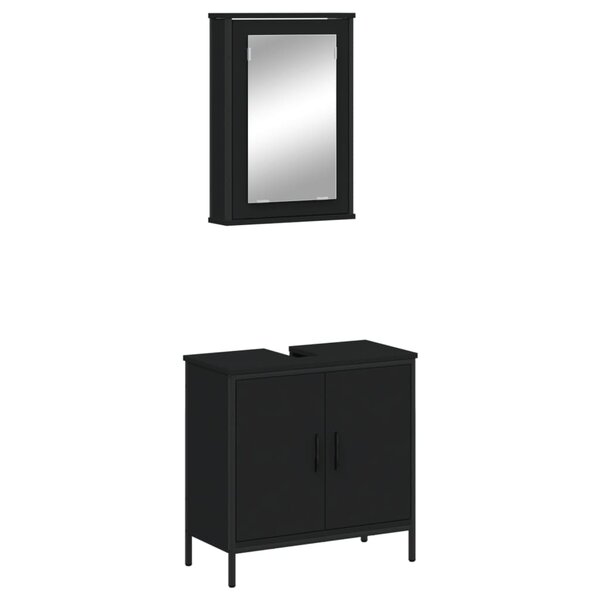 vidaXL Ensemble de meubles salle de bain 2 Pièces noir bois d'ingénierie