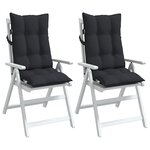 vidaXL Coussins de chaise à dossier haut lot de 2 noir tissu oxford