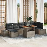 vidaXL Ensemble de salle à manger de jardin 8 pièces avec coussins en poly rattan gris acacia