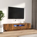 vidaXL Ensemble de meubles TV avec lumières LED 2 Pièces Chêne fumé