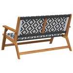 vidaXL Banc de jardin Noir et blanc 122x76x73.5 cm Bois massif d'acacia