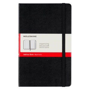 Carnet d'adresses piqué moleskine rigide 13 x 21 cm - ivoire ligné - 240 pages - noir