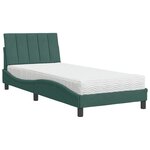 vidaXL Lit avec matelas vert foncé 90x190 cm velours