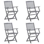 vidaXL Chaises pliables d'extérieur 4 Pièces avec coussins Bois d'acacia