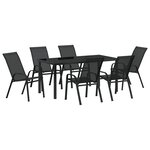 Ensemble de salle à manger de jardin vidaXL 7 pièces Noir Textilène et Acier