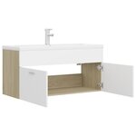 vidaXL Armoire d'évier et lavabo intégré Blanc/chêne sonoma Aggloméré