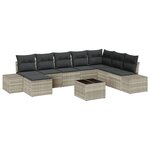 vidaXL Set de canapé de jardin 9 pièces avec coussins gris poly rotin