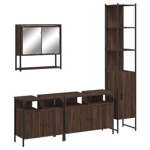 vidaXL Ensemble de meubles de salle de bain 4 Pièces Chêne marron