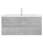 vidaXL Armoire d'évier et lavabo intégré gris béton bois d'ingénierie