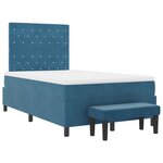 vidaXL Lit à ressorts avec matelas et banc bleu foncé 120x200 cm en velours