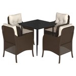 vidaXL Ensemble à manger de jardin 5 Pièces et coussins marron poly rotin