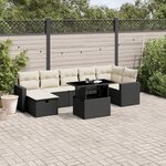 vidaXL Salon de jardin 8 Pièces avec coussins noir résine tressée