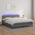 vidaXL Sommier à lattes de lit avec matelas et LED Gris 180x200 cm