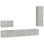 vidaXL Ensemble de meubles TV 4 Pièces Gris béton Bois d'ingénierie