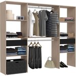 Kit dressing ARTIC EKIPA - mélaminé chêne jackson et noir - 2 penderies + 2 tiroirs- 220 x 40 x 180 cm