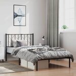 vidaXL Cadre de lit métal sans matelas avec tête de lit noir 100x200cm