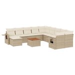 vidaXL Salon de jardin avec coussins 14 Pièces beige résine tressée