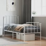 vidaXL Cadre de lit métal sans matelas avec pied de lit blanc 75x190cm