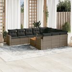 vidaXL Salon de jardin 11 Pièces avec coussins gris résine tressée