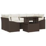 vidaXL Ensemble de canapés de jardin 7 pièces avec coussins en rattan synthétique marron