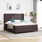 vidaXL Lit à sommier de la marque avec matelas et LED Marron foncé 180x200 cm en tissu