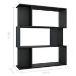 vidaXL Bibliothèque/Cloison Noir 80x24x96 cm cm Bois d'ingénierie