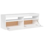 vidaXL Meuble TV avec lumières LED blanc brillant 120x35x40 cm