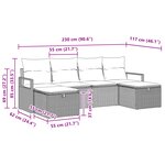 Ensemble de Canapés de Jardin de 6 Pièces avec Coussins Gris Rattan Poly
