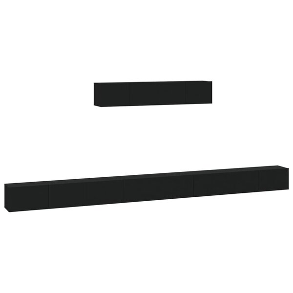 vidaXL Ensemble de meubles TV 6 Pièces Noir Bois d'ingénierie