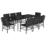 vidaXL Ensemble à manger de jardin 9Pièces coussins noir résine tressée