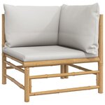 Salon de jardin meuble d'extérieur ensemble de mobilier 6 pièces avec coussins gris clair bambou 02_0016772