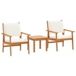 Ensemble bistro de jardin 3 pièces vidaXL avec coussins en bois d'acacia massif