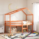 vidaXL Lit haut avec toit cire marron 90x190 cm bois de pin massif