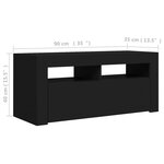 vidaXL Meuble TV avec lumières LED noir 90x35x40 cm
