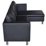vidaXL Canapé sectionnel à 3 places Cuir synthétique Noir