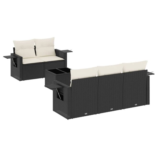 vidaXL Salon de jardin 6 Pièces avec coussins noir résine tressée