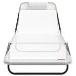vidaXL Chaise longue pliante avec appui-tête Crème Textilène