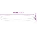 vidaXL Dessus de table Ø80x4 cm rond bois massif de hêtre